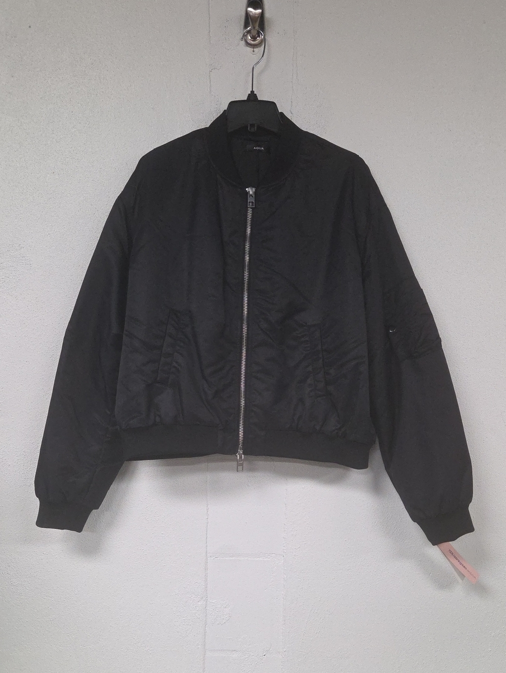 Aqua Black Bomber Jacket with Silver Zip